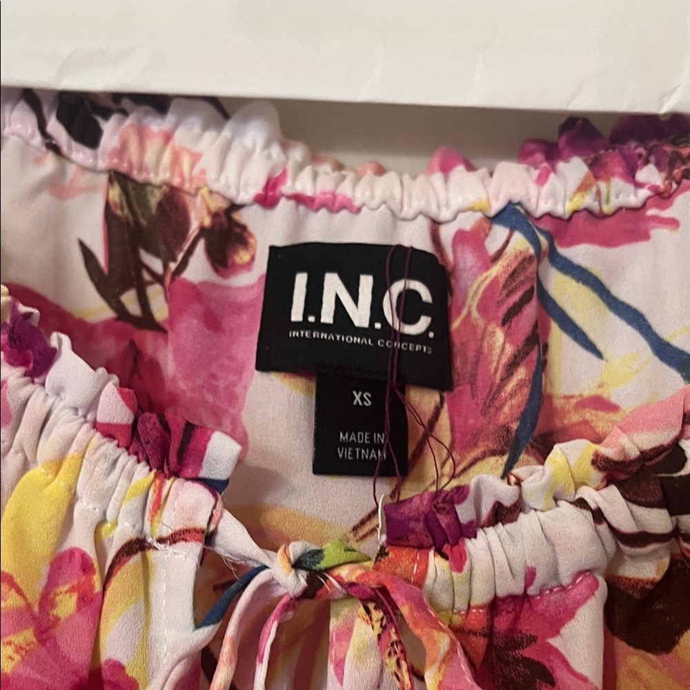 INC International Concepts Floral Pink Peasant Blouse - Picture 5 of 9